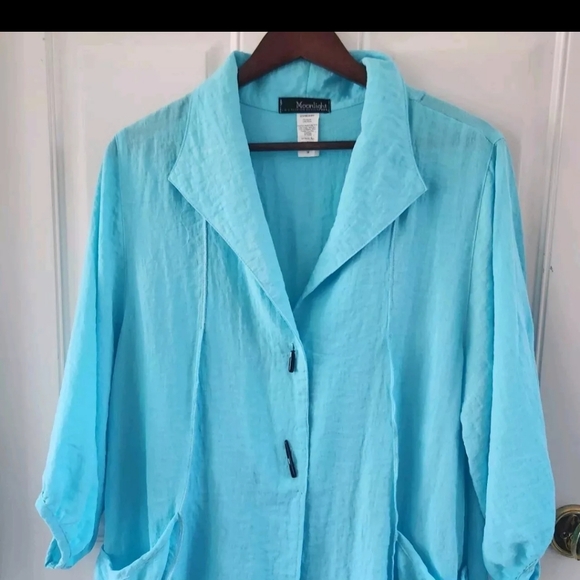 Moonlight Y&S Fashion Design Blue Button Front Lagenlook Tunic Jacket Pockets M - Picture 2 of 9